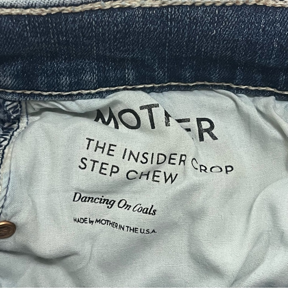 MOTHER Insider Crop Step Chew Denim Jeans High Rise Medium Wash Distressed 27 - Picture 3 of 16